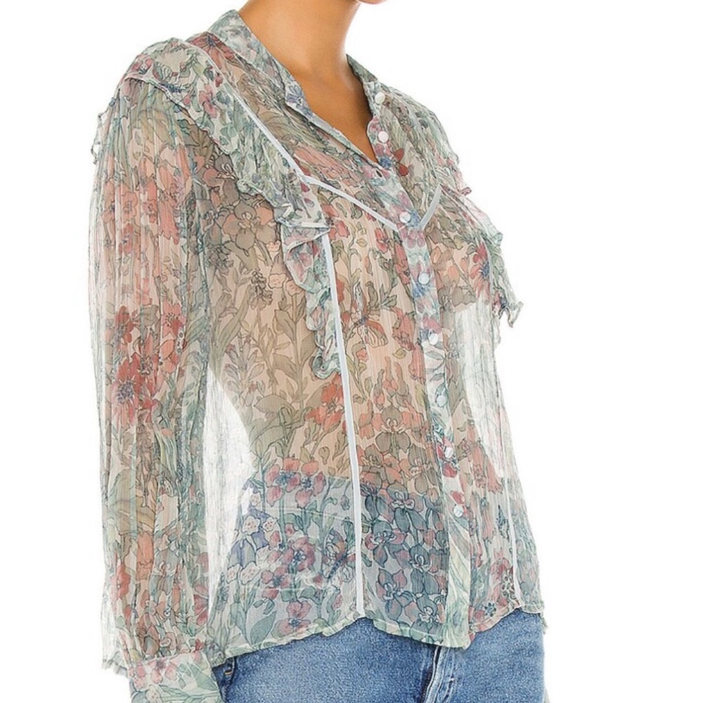 S  LoveShackFancy Floral Mystical Foliage Beatrix blouse LSF
